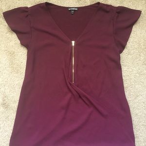 Express | maroon zip up blouse